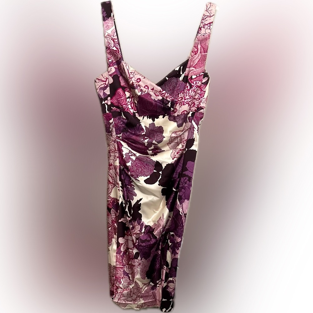 Donna Morgan Purple and Cream Floral Dress